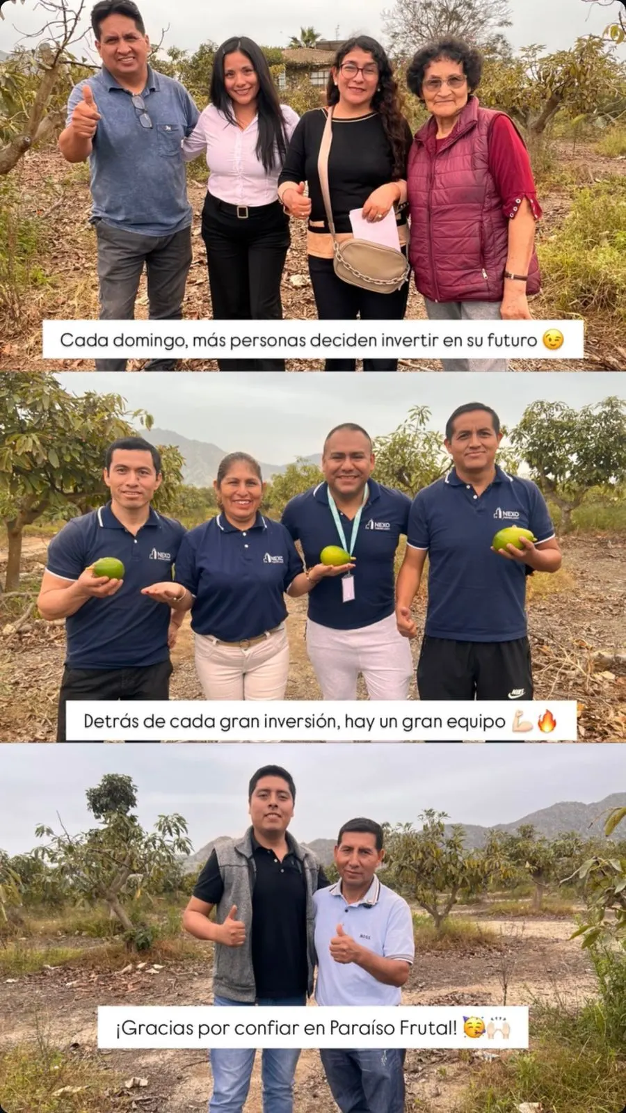 Familia visitando el cultivo de Paraíso Frutal